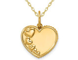 14K Yellow Gold Beaded Hearts Pendant Necklace with Chain